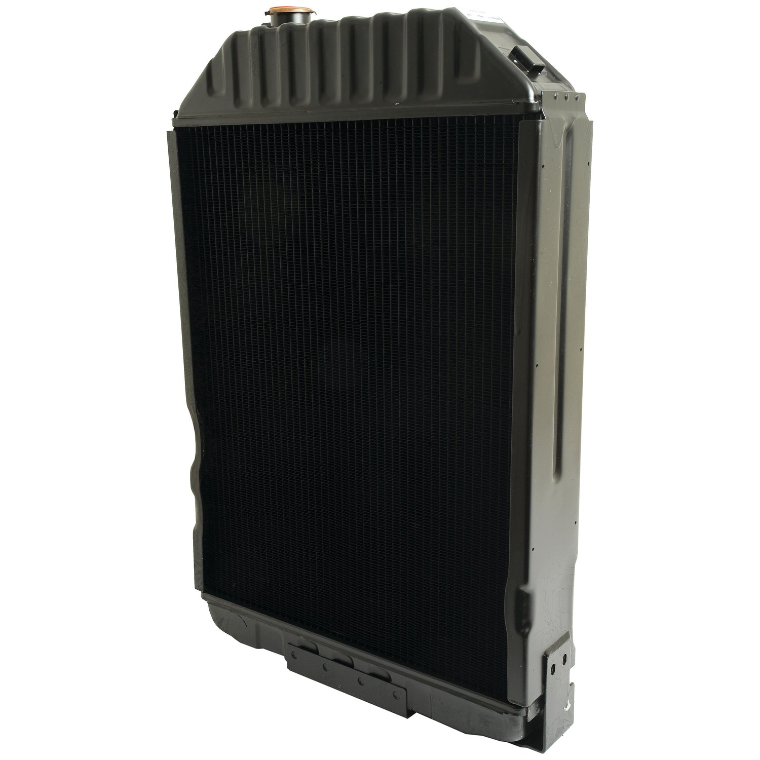 A Sparex Radiator - S.73894 in black and gray stands upright against a white background, showcasing its precise dimensions.