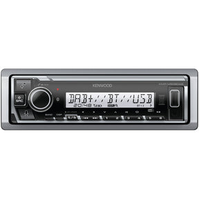 A Sparex Radio - DAB with Bluetooth connectivity, featuring a short body design and support for Android and iPod-iPhone devices, a digital display reading "DAB+ Digital radio," various buttons, Spotify app compatibility, and USB receiver functionality (model S.151006).