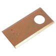 The Sparex Mower Blade is a silver-colored, flat, rectangular metallic blade measuring 96 x 48 x 3mm. It features sharp edges on the top and has a circular opening with a diameter of 21mm near one end, with engraved text and symbols visible on its surface. This blade serves as a replacement for the SIP model part number 152147607 and matches Sparex Part No. S.105702 suitable for right-hand (RH) and left-hand (LH) fitting.