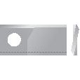 The Sparex Mower Blade (Twisted blade, bottom edge sharp & parallel - 94 x 48x3mm, Hole Ø19mm, LH) is a rectangular metallic blade featuring a hole near one end and a beveled edge on the other. It is compatible with Rasspe fittings and serves as a replacement for PZ, Krone, Vicon, and Kuhn models under part number S.77114.