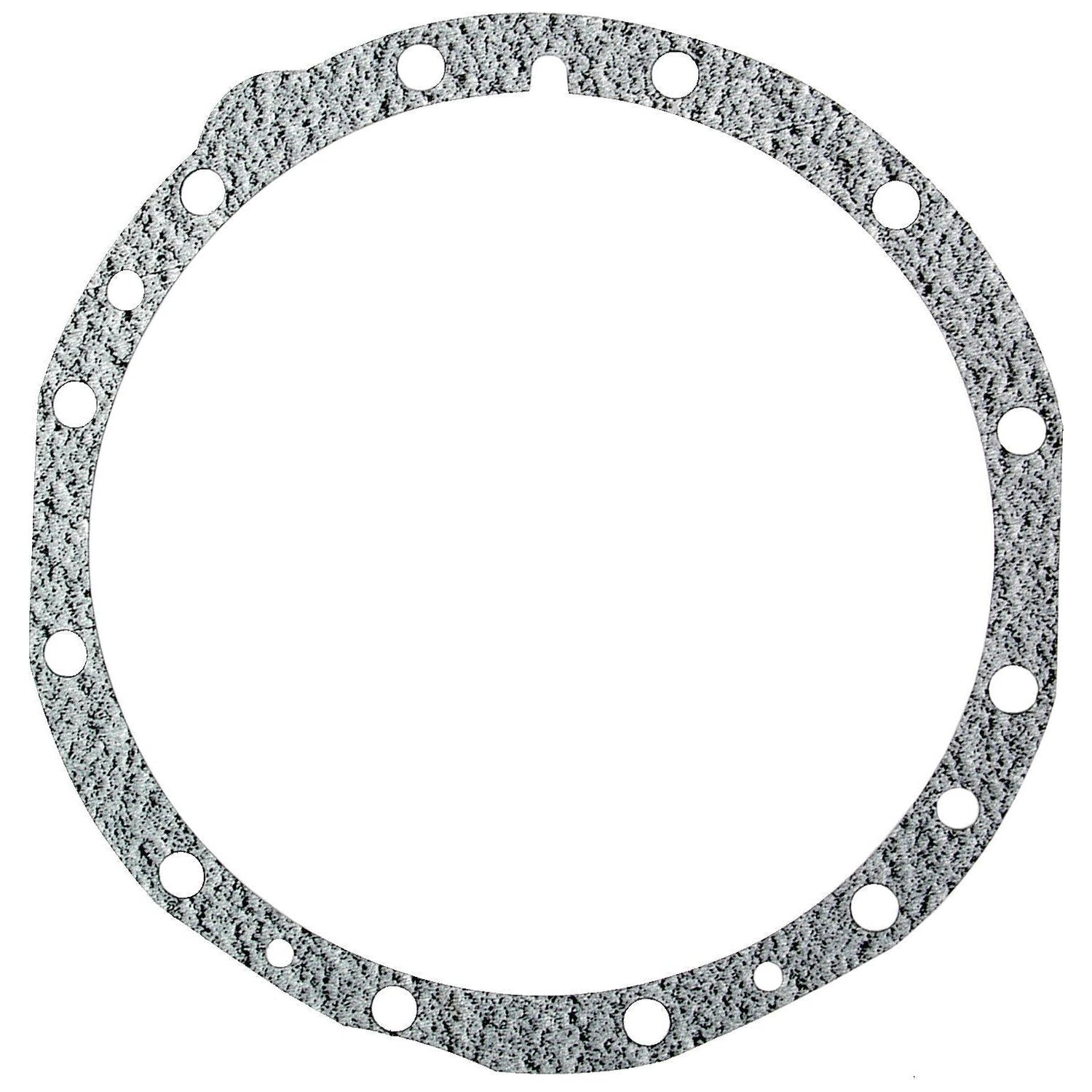 A circular metal gasket with a textured surface and evenly spaced bolt holes around its circumference, the Sparex Rear Axle Housing Gasket (Sparex Part No. S.72510) is ideal for use in John Deere tractors.