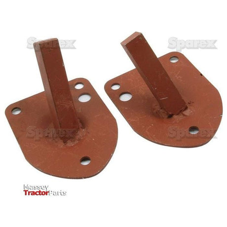 Displayed against a white background are two Sparex Rear Light Brackets (Part No. S.67191) in brown metal with mounting holes, designed for Massey tractors. These RH & LH brackets are also compatible with Ford / New Holland models, showcasing the trusted quality of the Sparex brand.