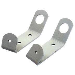 The Rear Light Bracket Set, containing two metal L-shaped brackets with holes for mounting and designed for attaching or supporting objects, meets Sparex Part No. S.68353 specifications.