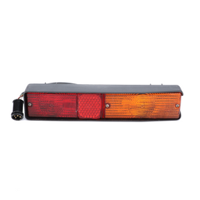AGCO's Massey Ferguson Rear Light (part number 3611644M92) for the 300 Series, featuring red, orange, and transparent lights with an attached connector plug, is compatible for both left-hand or right-hand installation.