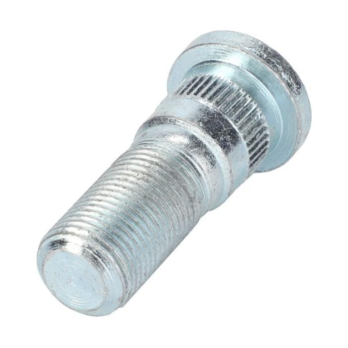 A rear wheel stud by AGCO, model 893017M2, features a silver threaded metal bolt with a ridged section near the top, perfect for Massey Ferguson 100 Series tractor parts.