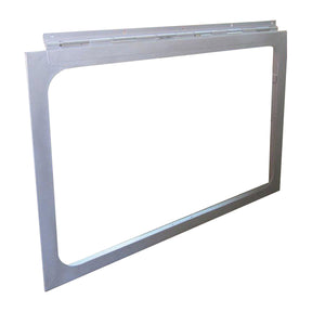 The Rear Window Frame (Sparex Part No. S.44007) by Sparex features a metal frame with rounded corners and a rectangular cutout, likely intended as a rear window frame for agricultural machinery such as Landini or Massey Ferguson tractors.