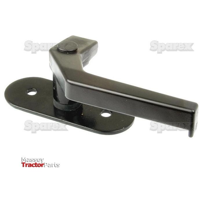 Close-up of a black lever handle with a flat base plate, featuring two screw holes for mounting. The handle, identified as the Rear Window Handle | Sparex Part No.S.20940, is angled and shown against a white background with "Sparex" branding.