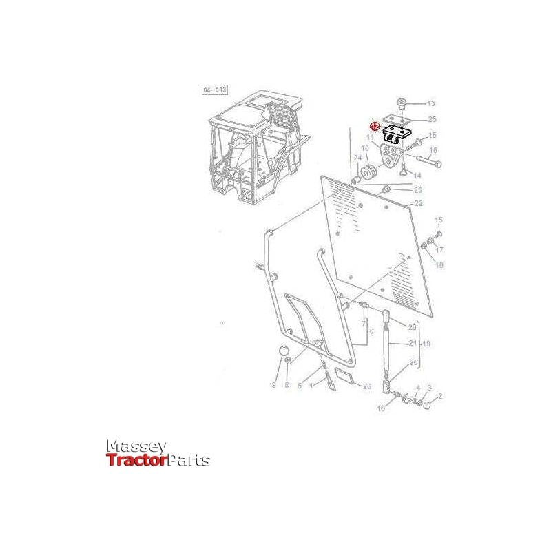 Massey Ferguson Rear Window Hinge - 3301221M2 | OEM | Massey Ferguson parts | Rear-Massey Ferguson-Cab Glass & Glazing Tools,Cabin & Body Panels,Farming Parts,Rear,Tractor Parts
