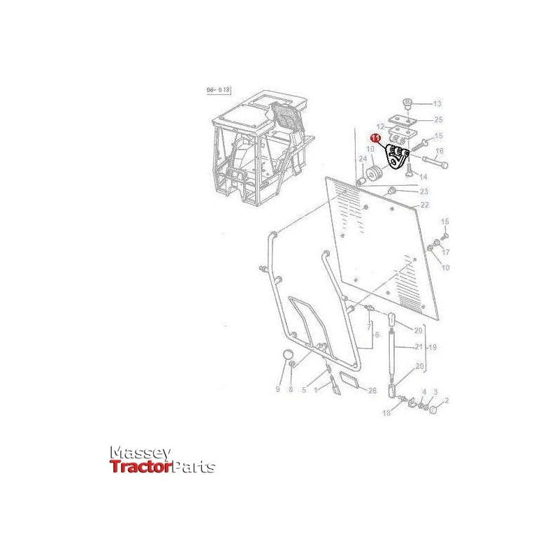 Massey Ferguson Rear Window Hinge - 3301222M1 | OEM | Massey Ferguson parts | Rear-Massey Ferguson-Cab Glass & Glazing Tools,Cabin & Body Panels,Farming Parts,Rear,Tractor Parts