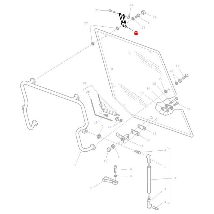 Rear Window Hinge - 3902136M2 - Massey Tractor Parts