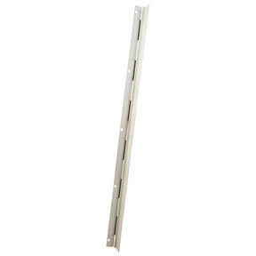 A long, white metal hinge with multiple screw holes, compatible with the Massey Ferguson Door Frame (Sparex Part No. S.43952) and models like the Massey Ferguson 1893716M91.