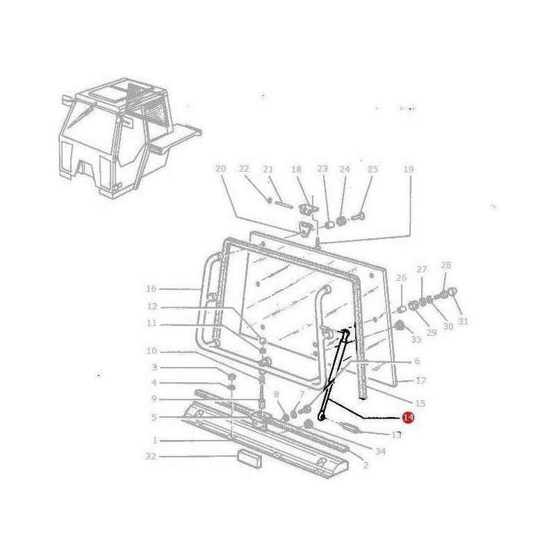 Massey Ferguson Rear Window Strut - 3301920M92 | OEM | Massey Ferguson parts | Gas Struts-Massey Ferguson-Cabin & Body Panels,Farming Parts,Gas Struts,Tractor Parts
