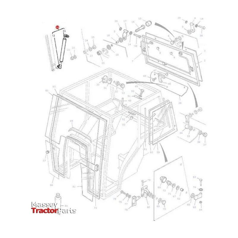 Massey Ferguson Rear Window Strut - 3384671M1 | OEM | Massey Ferguson parts | Gas Struts-Massey Ferguson-Cabin & Body Panels,Farming Parts,Gas Struts,Tractor Parts