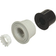 Parts of a Sparex Reducing Set - 50mm x 25mm plumbing fixture (Sparex Part No. S.119871), including a gray adapter, a black sleeve, and a white locking ring, are shown disassembled on a white background. These pipe fittings measure 50mm x 25mm for versatile applications.