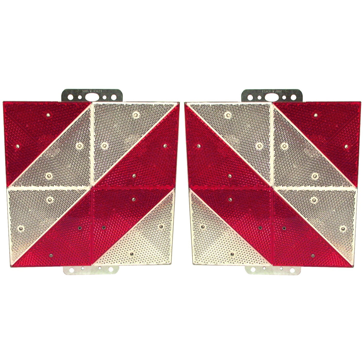 Two Sparex Reflector Panels (Sparex Part No. S.35806), each measuring 285mm x 285mm with red and white triangular sections, arranged side by side. Each panel features mounting brackets on top.