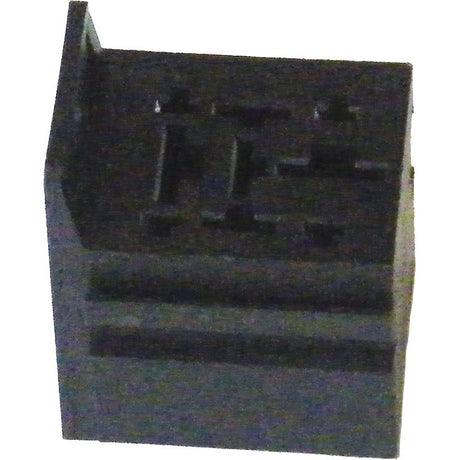 The Sparex Relay Holder 4 Way Agripak | Sparex Part No.S.26442 is a black plastic electronic component designed with multiple slots and connectors for housing and connecting specific types of electronic parts.