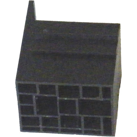 The Relay Holder 4 Way Agripak | Sparex Part No.S.26442 by Sparex is a small, dark plastic object with multiple rectangular compartments and an elevated section, designed for secure electrical connections.