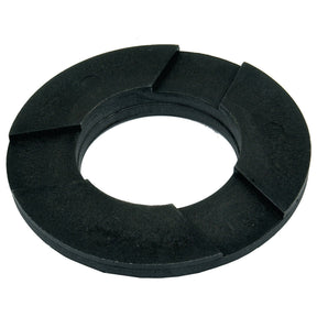 A Sparex Clutch Release Bearing Plastic Washer (1970876C3), circular and black with a central hole and four small notches on the outer edge, compatible with Case IH parts like the 1970876C3.