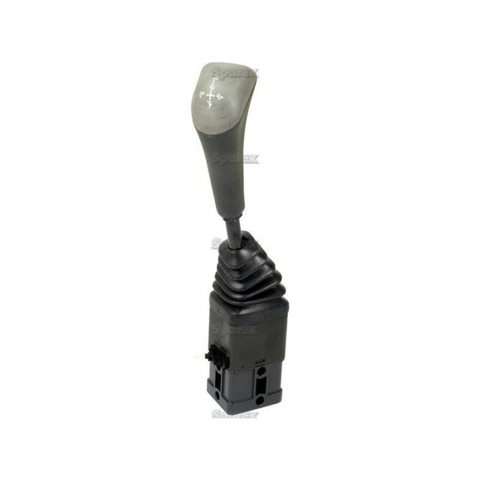 A Sparex Remote Control Joystick (Sparex Part No. S.101721), featuring a Morse-style lever with a central lock, has a gray joystick-like control and is mounted on a rectangular black Sparex component. The base is encased in a black rubber boot.