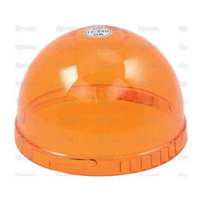 An amber, dome-shaped, 24V labeled light cover with a beacon design from Sparex's Replacement Lens lineup, compatible with models S.113181, S.113185, S.113183 - S.150445.