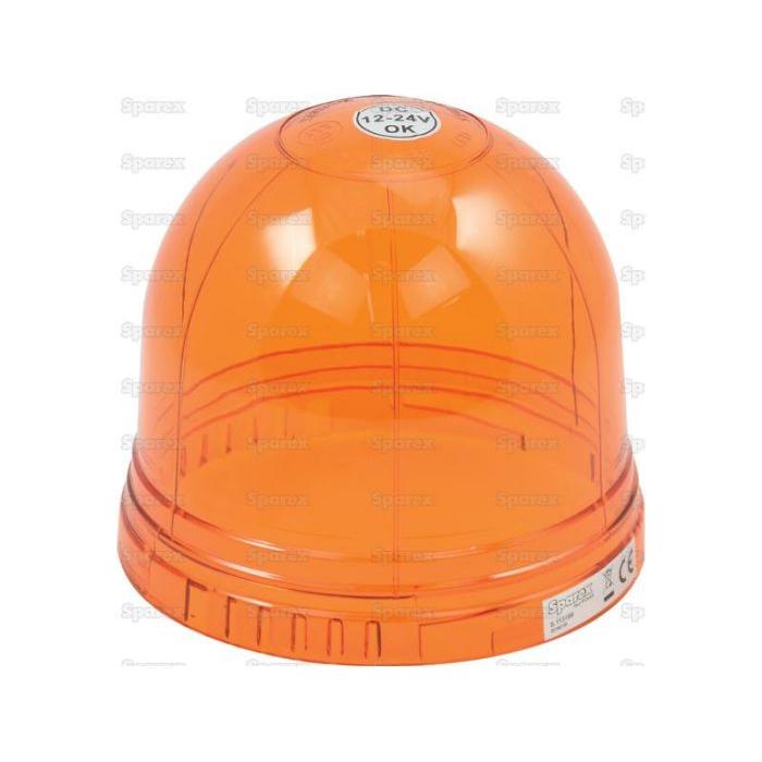 An orange plastic dome light cover from Sparex, featuring a standard profile for versatile use and labeled with a 12-24V sticker on top; it fits models S.113199 to S.150447.