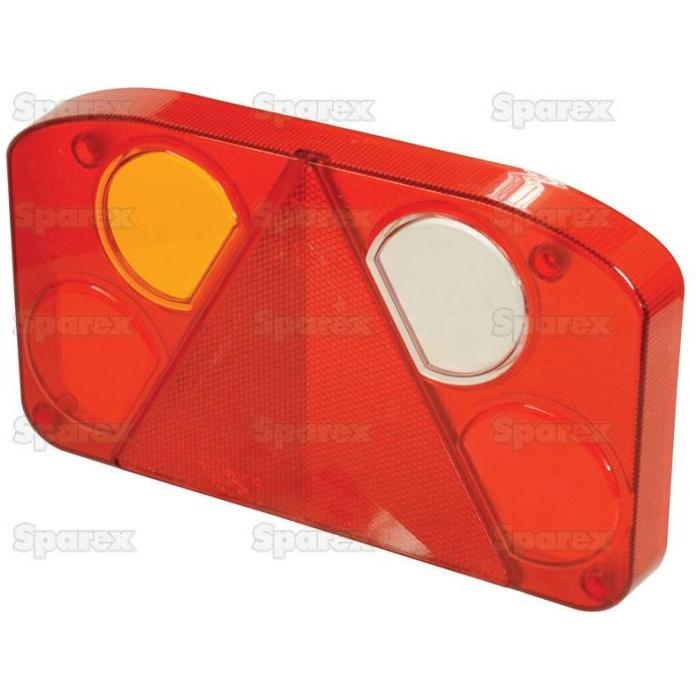 A replacement lens with a red and amber tail light assembly featuring a central reflective triangle, specifically designed as the Sparex Replacement Lens (Part No. S.118877) compatible with models S.113378 and S.113380, for rear left lights on agricultural or industrial vehicles.