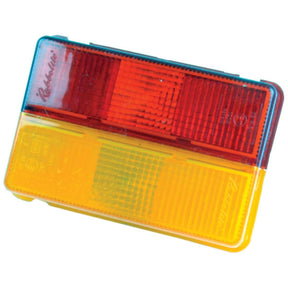 A Sparex Replacement Lens, fitting model S.21845 (Sparex Part No. S.21846), featuring a rectangular design with red and yellow textured sections typically used for Truck-Lite rear lights.