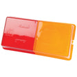 A rectangular red and orange plastic case embossed with text and symbols, ideal for a Replacement Lens from Sparex (compatible with S.21865 models), specifically designed for Truck-Lite applications.