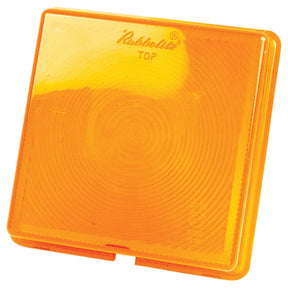 The Sparex Replacement Lens, compatible with models S.21872, S.21862, S.21863 & S.21841 (Sparex Part No. S.21874), is an amber-colored lens featuring a square shape and concentric circular patterns on its surface, ideal for Truck-Lite rear light applications.