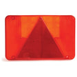 The Sparex Replacement Lens (Part No. S.26645), compatible with models S.26643, S.26647, and S.26657, features a red and orange reflective triangular warning sign with a rectangular background, ideal for replacing the rear left light or lens.