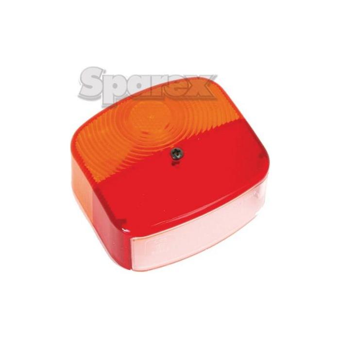 A rectangular red and orange replacement lens with a white bottom strip, showcasing the "Sparex" logo in the background. This polycarbonate, 3-function rear light (fits: S.35793 - S.35795) is both durable and versatile for various automotive applications.