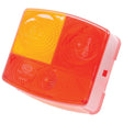 The Sparex Replacement Lens (S.56155), designed to fit S.56081, is a Hella E Approved rectangular rear left light replacement lens with three distinct sections: two red and one amber. It features circular patterns and embossed text indicating specifications.