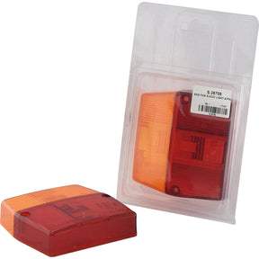 Two Replacement Lens covers (Sparex Part No. S.26789) for vehicle tail lights, each in red and amber polycarbonate—one is packaged inside a clear Agripak packaging while the other is not.