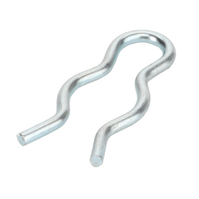 An AGCO metal retaining pin, part number 3467746M1, featuring a wavy design and two prongs, suitable for Massey Ferguson 3600 Series machinery, displayed against a white background.