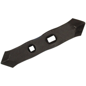 A black, metal Reversible Point from Sparex, measuring 235x40x16mm with two square holes in the center and tapered ends, viewed against a white background. Compatible with Simba 3017, it features hole centers spaced between 55-66mm for secure attachment (Sparex Part No. S.77776).