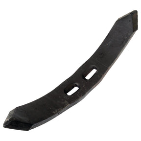 A Sparex heavy-duty reversible point (Part No. S.74823), featuring a curved black metal blade with dimensions of 400x55x15mm, two rectangular holes with centers positioned at 45/75mm, and pointed ends on both sides, is designed for universal tractors.
