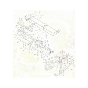 Technical drawing of an exploded view of mechanical parts for the Massey Ferguson - Rivot Knife Section - 817022M1 by AGCO, showing multiple labeled components including screws, plates, and a lever.