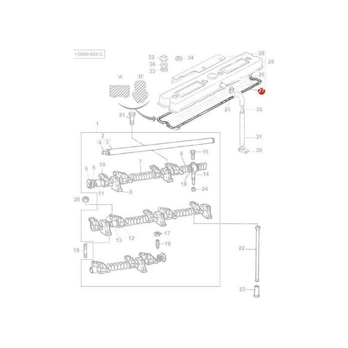 Rocker Cover Gasket - 3641821M1 - Massey Tractor Parts