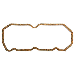 The Rocker Cover Gasket - 3 Cyl. (S.40631) by Sparex is a brown gasket featuring a textured cork material and a unique, irregular shape. It is designed for sealing or cushioning purposes in mechanical or automotive applications and is suitable for use in Perkins Engine Models or other machinery serviced by Brand Sparex Cylinder components.