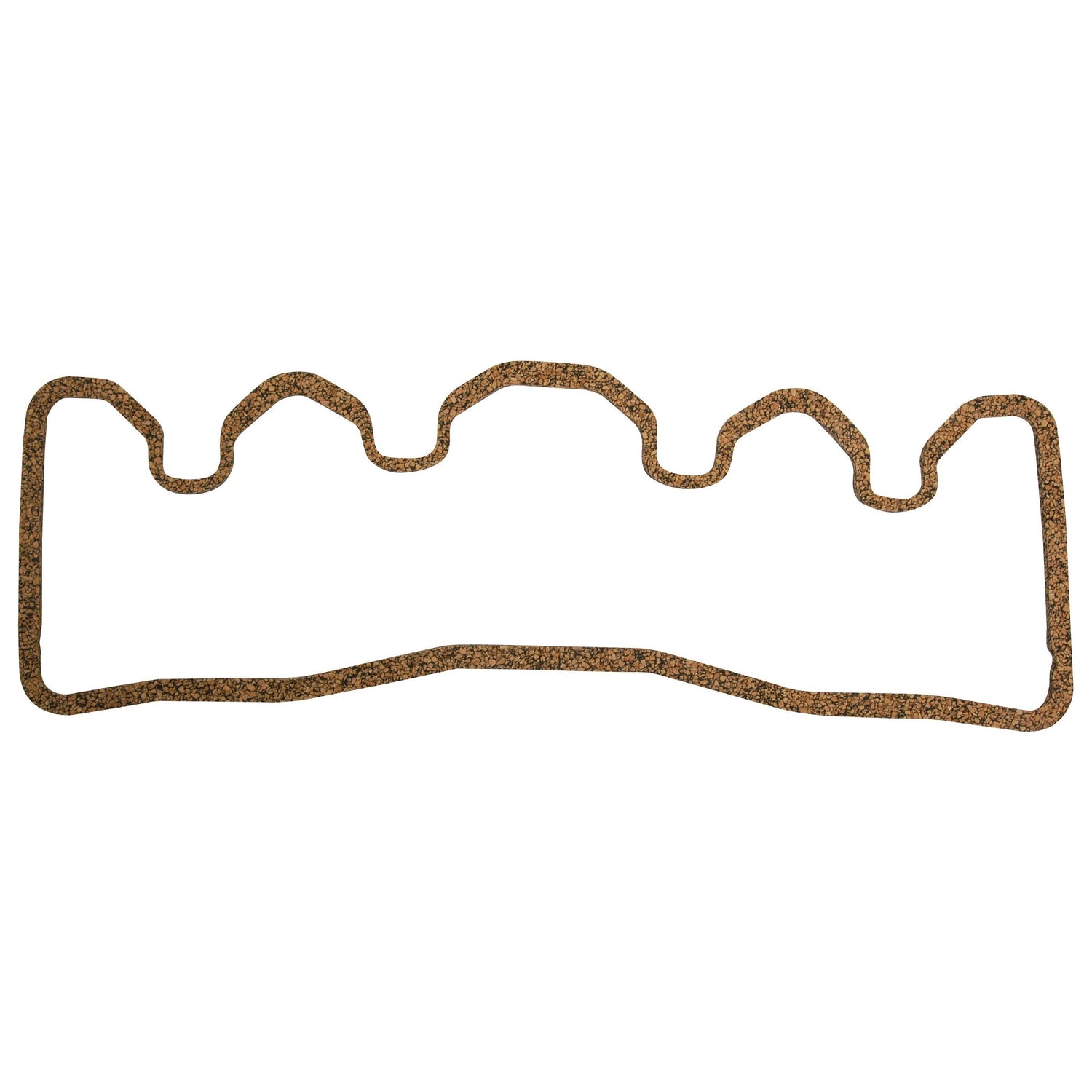 A brown, irregularly shaped gasket with multiple curves and peaks, the Rocker Cover Gasket - 4 Cyl. (Sparex Part No. S.40629) by Sparex is designed for sealing purposes in a Massey Ferguson engine.
