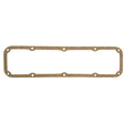 The Rocker Cover Gasket - 4 Cyl. by Sparex (Part No.S.52610) is a rectangular brown gasket with rounded corners and multiple bolt holes evenly spaced around the perimeter, specifically designed to be compatible with Leyland engines.