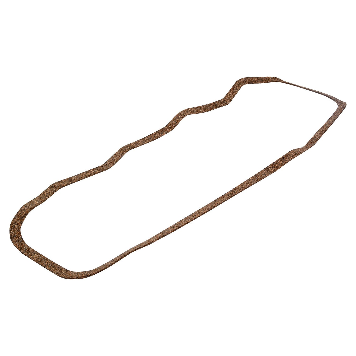A flat, long, irregularly shaped brown gasket with a speckled texture, suitable for various IH Case Engine Models. This is the Rocker Cover Gasket - 4 Cyl. by Sparex, Part No. S.57686.