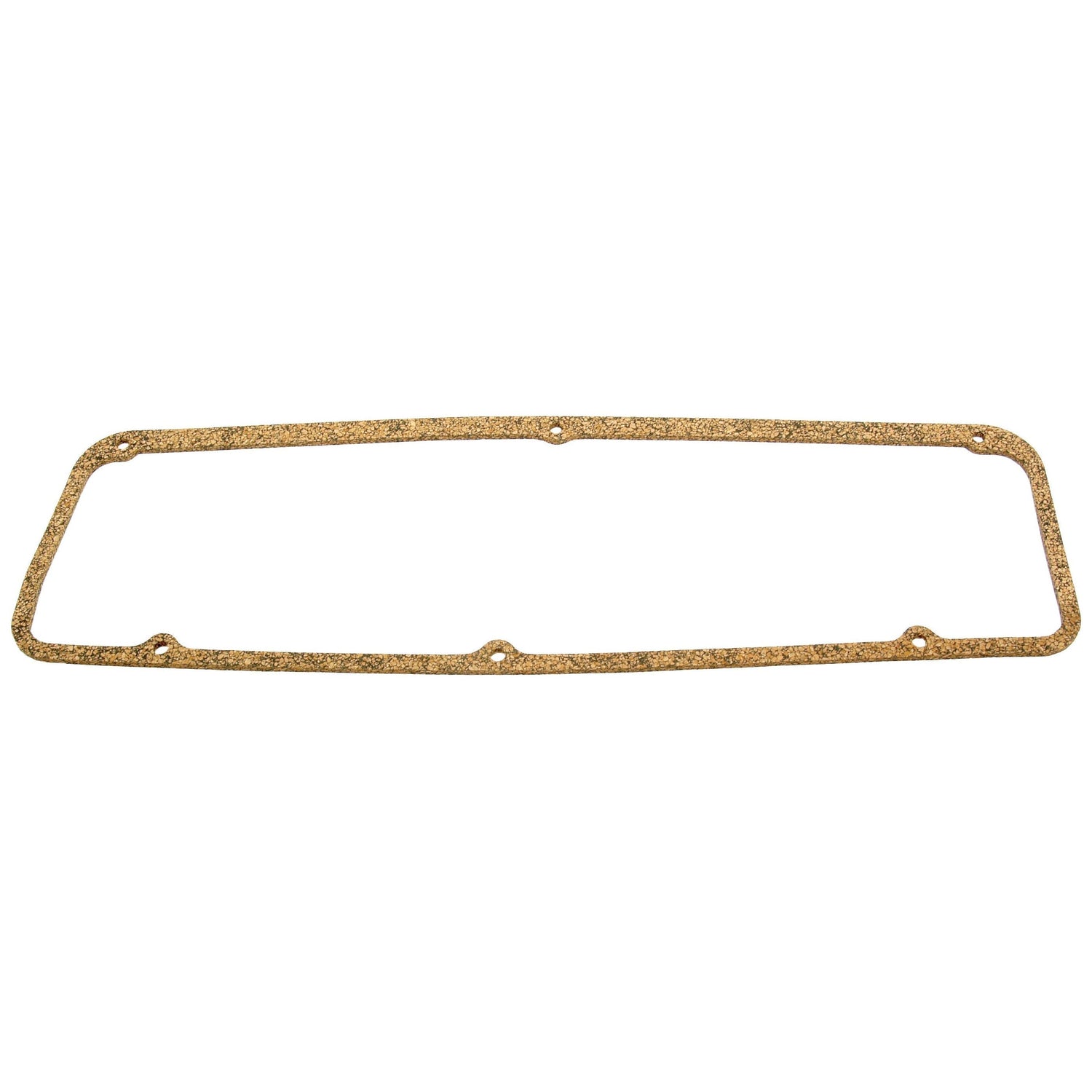 The Sparex Rocker Cover Gasket (Sparex Part No. S.67462) is a rectangular, cork gasket with rounded corners and six evenly spaced holes along its perimeter, specifically designed for a 4-cylinder Ford engine.