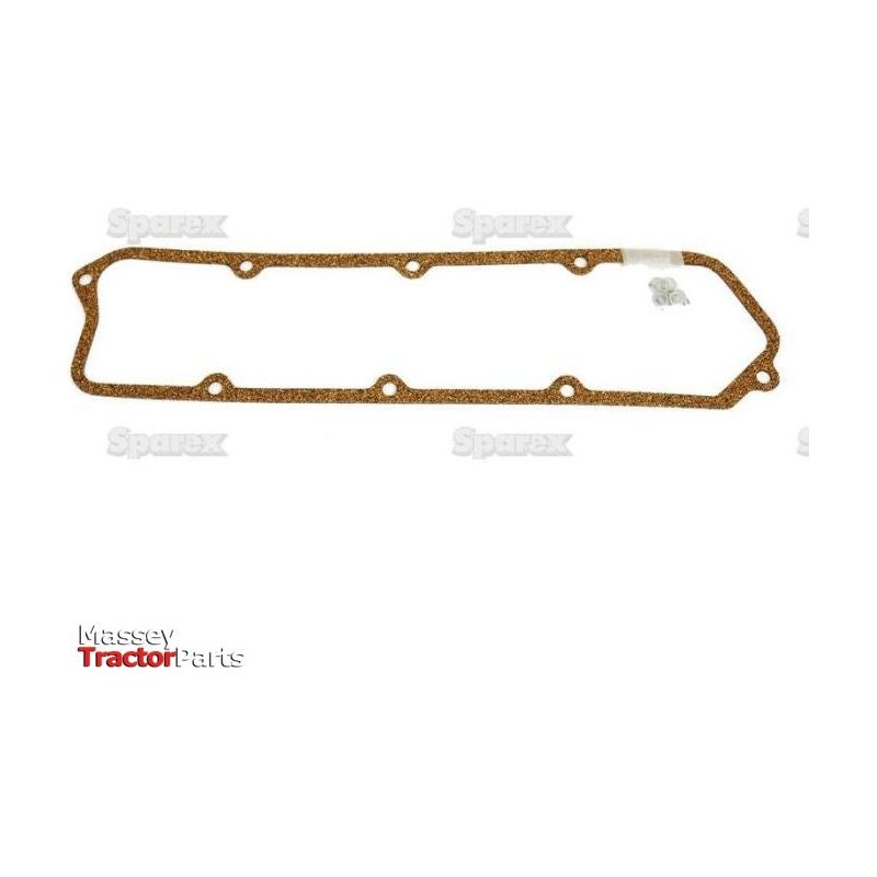 A rectangular cork gasket with multiple bolt holes, labeled Sparex, compatible with various engine models.