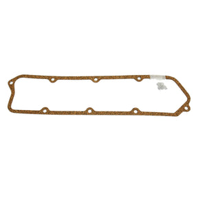 The Rocker Cover Gasket - 4 Cyl. by Sparex (Part No. S.72138) is a flat, rectangular gasket featuring slightly irregular edges and multiple bolt holes, making it ideal for a John Deere engine model. It appears to be made of a brown, textured material.