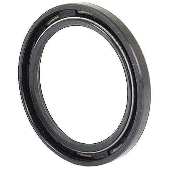 A black rubber and metal oil seal ring, the Sparex Steering Box Seal (37.14 x 50.40 x 2.00mm) with Sparex Part No. S.3728, is shown on a white background and used for preventing leakage in machinery such as the Massey Ferguson steering box housing.
