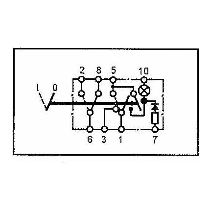 Diagram of an electrical circuit schematic with numbered points and symbols representing connections, components, and pathways within a rectangular boundary, including a Rocker Switch - Hazard, 2 Position (On/Off) for easy On/Off control (Sparex Part No. S.23153 by Sparex).