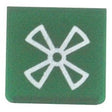 Sparex Rocker Switch Insert - Fan (Sparex Part No. S.18189) featuring a green square button with a white four-bladed fan symbol in the center.