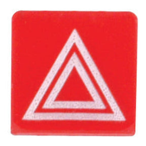 A Rocker Switch Insert - Hazard by Sparex, featuring a red square button with a white triangle symbol inside another triangle, designed as a hazard indicator (Sparex Part No.S.57385).