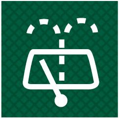 Icon of a windshield with a wiper and dashed lines representing rain on a green patterned background, ideal for the Sparex Rocker Switch Insert - Wiper Washer (Part No. S.18159).
